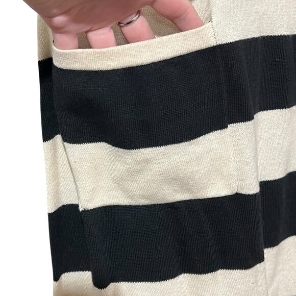 Pink Rose (M) Square Neck 1/2 Sleeve Sweater Dress Wide Stripe Two Pocket - Picture 8 of 12